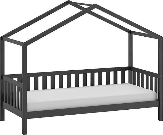 Vipack Kinderbed Dallas 90x200cm Sofabed als Huis Bed met Dak Peuterbed Ledikant Kajuitbed Antraciet - Foto 7