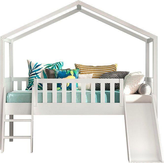 Vipack Kinderbed met Glijbaan Dallas 90x200cm Halfhoogslaper Kajuitbed Bed als Huis Peuterbed Ledikant Bedframe Wit - Foto 6