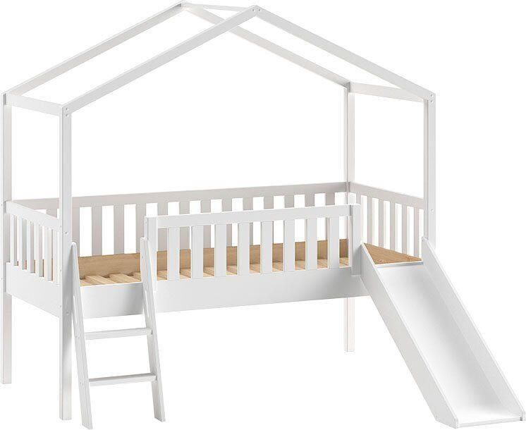 Vipack Kinderbed met Glijbaan Dallas 90x200cm Halfhoogslaper Kajuitbed Bed als Huis Peuterbed Ledikant Bedframe Wit - Foto 4