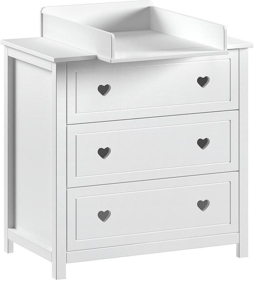 Vipack Kast Amori met 3 ruime lades hier heeft u alles binnen handbereik incl. verschoningsblad van massief grenen commode van wit gelakt mdf (2 stuks) - Foto 2