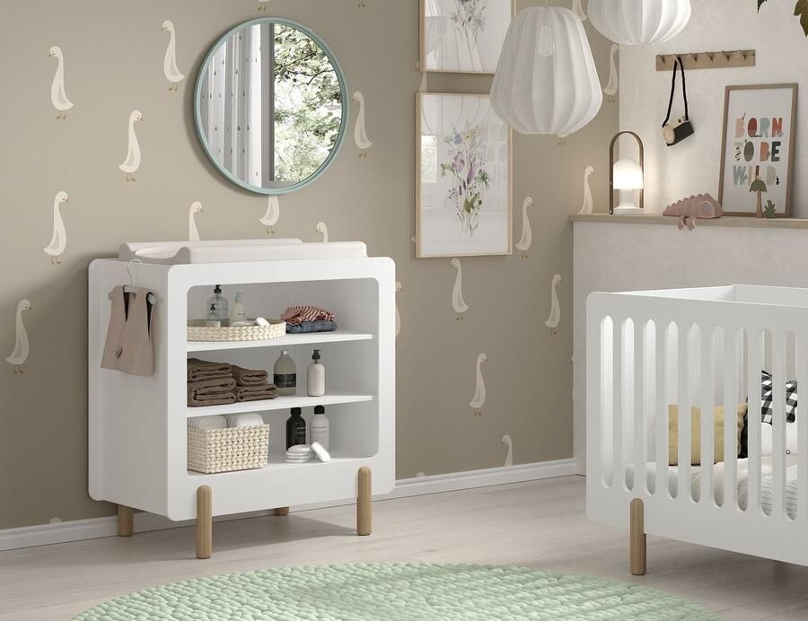 Vipack Kast Smile verschoningsrek met 3 vakken MDF wit gelakt zonder aankleedkussen vaste bodems biedt veel opbergruimte - Foto 5