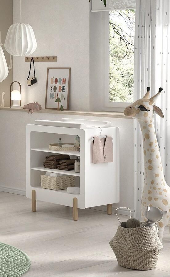 Vipack Kast Smile verschoningsrek met 3 vakken MDF wit gelakt zonder aankleedkussen vaste bodems biedt veel opbergruimte - Foto 3