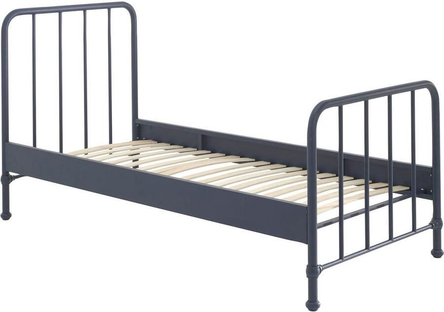 Vipack EMOB Eenpersoonsbed Bronxx metaal 90x200 mat blauw denim Metalen eenpersoonsbedden Blauw Metaal Metalen eenpersoonsbedden Eenpersoons Normaal bed Op voorraad - Foto 6