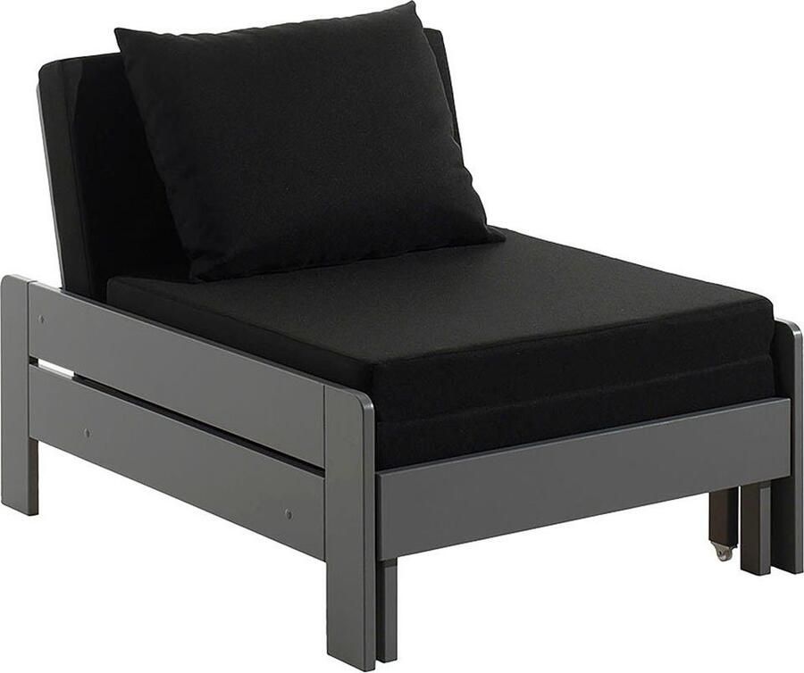 Vipack Kinderbed Pino fauteuil met uitschuiffunctie en kussen universeel inzetbaar en uittrekbaar tot logeerbed