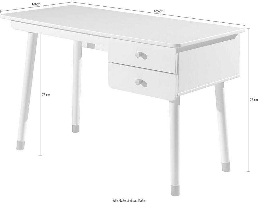 Vipack EMOB Bureau voor kinderen Billy 2 lades wit Kantoor Wit Hout; MDF Kantoor Op voorraad