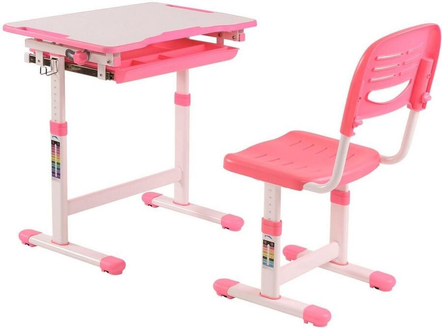 Vipack Kinderbureau Comfortline met hoogteverstelling incl. tas- en bekerhouder incl. stoel en verstelbaar schrijfoppervlak praktische functies (set) - Foto 5