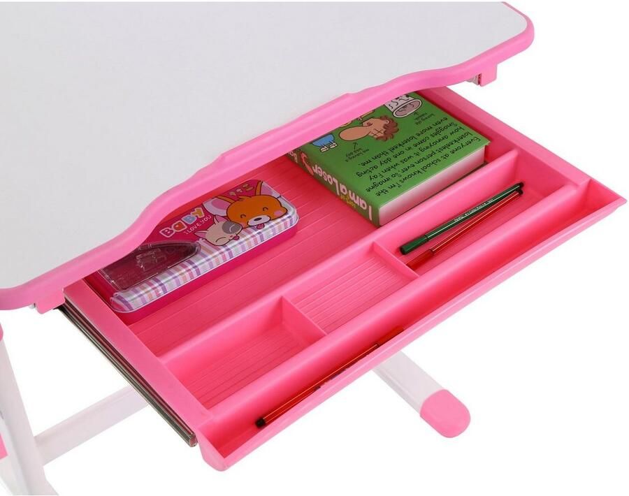 Vipack Kinderbureau Comfortline met hoogteverstelling incl. tas- en bekerhouder incl. stoel en verstelbaar schrijfoppervlak praktische functies (set) - Foto 3