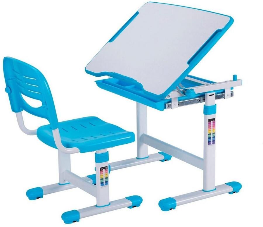 Vipack Kinderbureau Comfortline met hoogteverstelling incl. tas- en bekerhouder incl. stoel en verstelbaar schrijfoppervlak praktische functies (set) - Foto 3