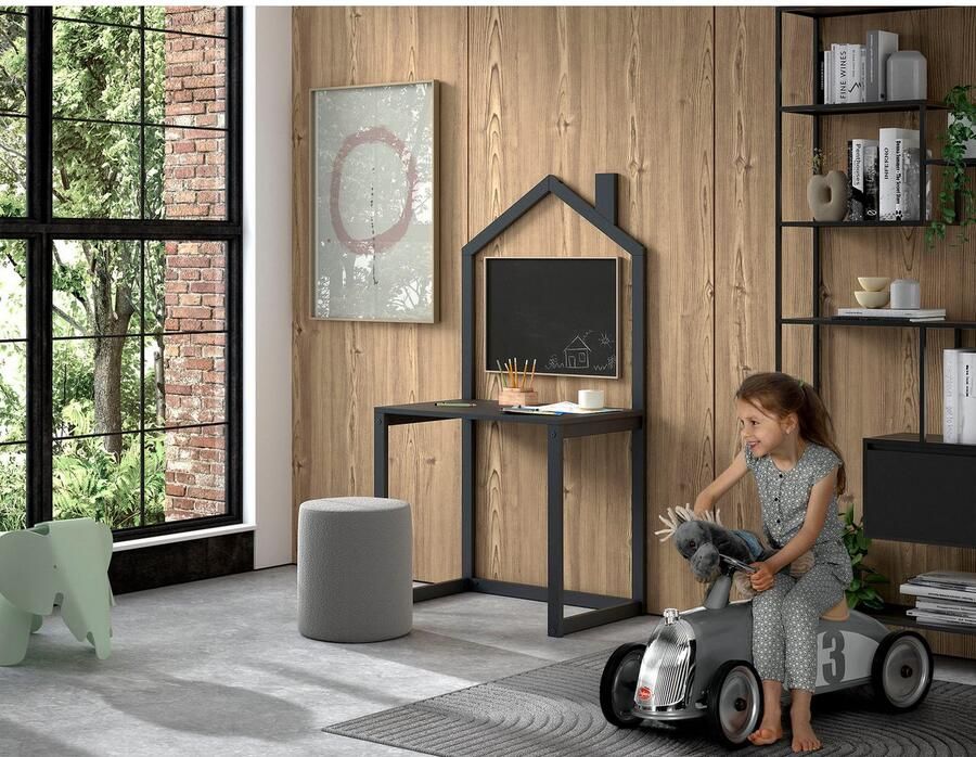 Vipack Kinderbureau Dallas uitvoering massief dennenhout stevig gebouwd met huislook groot werkoppervlak ideaal voor kleine ruimtes 2 kleuren