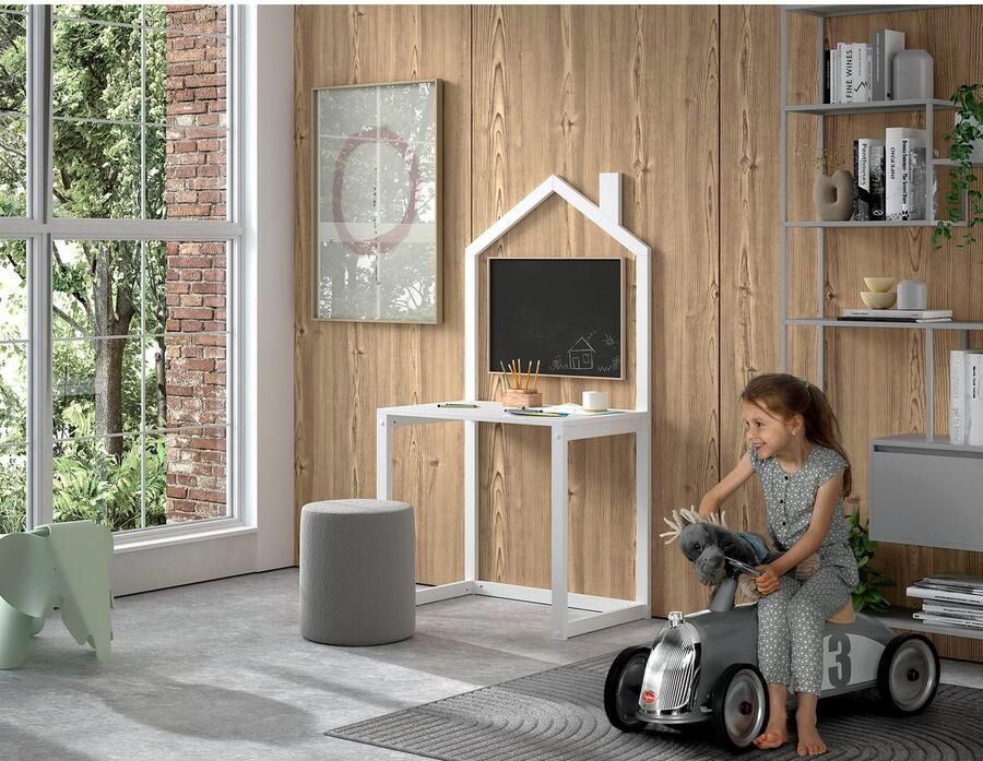 Vipack Kinderbureau Dallas uitvoering massief dennenhout stevig gebouwd met huislook groot werkoppervlak ideaal voor kleine ruimtes 2 kleuren - Foto 5