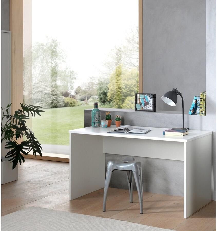 Vipack EMOB Bureau Sammie 140x65x74cm met drie lades eikdecor Kantoor Bruin Melamine; Spaanplaat Kantoor Op voorraad - Foto 4