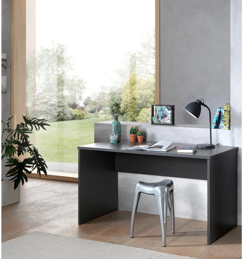 Vipack EMOB Bureau Sammie 140x65x74cm met drie lades eikdecor Kantoor Bruin Melamine; Spaanplaat Kantoor Op voorraad - Foto 5