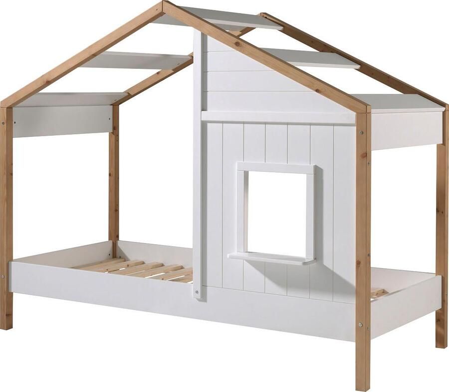 Vipack EMOB Bedhuisje Bambino 90x200 MDF en dennenhout wit Kinderbedden met uitvalbeveiliging Wit Hout; MDF Kinderbedden met uitvalbeveiliging Eenpersoons Normaal bed Op voorraad - Foto 3
