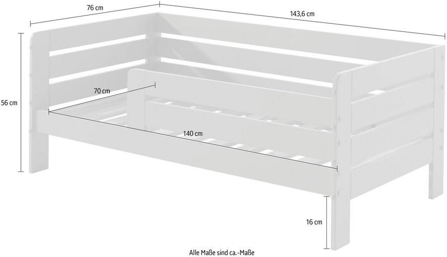 Vipack EMOB Peuterbed Anastasia 70 x 140cm dennenhout grijs Babykamer Grijs Hout Babykamer Eenpersoons Normaal bed Op voorraad