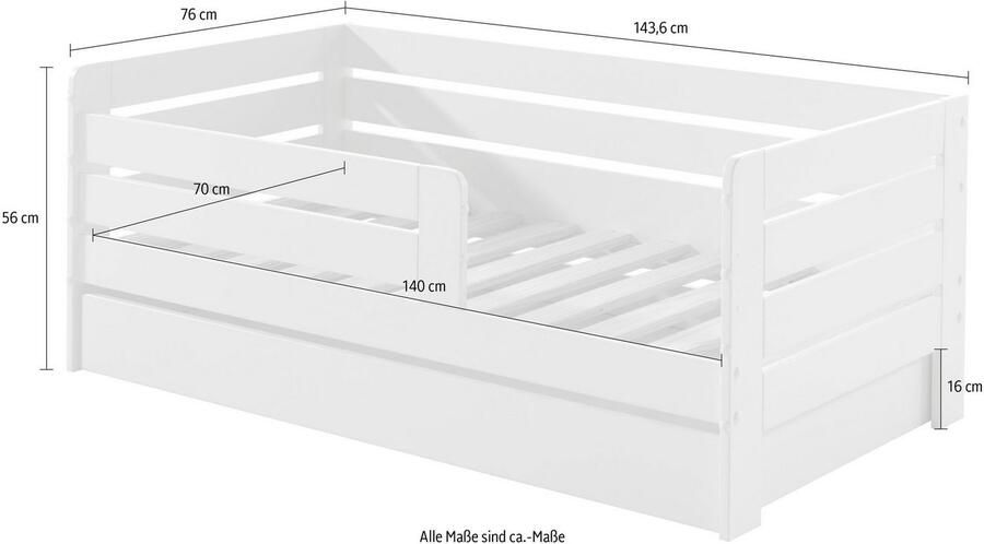 Vipack Kinderledikant Junior massief dennenhout met rondom valbeveiliging en lattenbodem - Foto 4