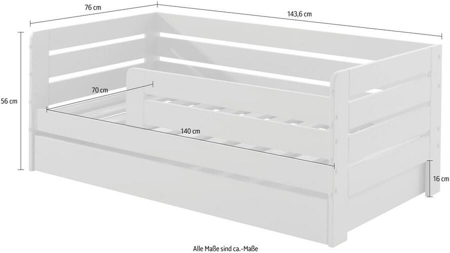 Vipack Kinderledikant Junior massief dennenhout met rondom valbeveiliging en lattenbodem - Foto 3