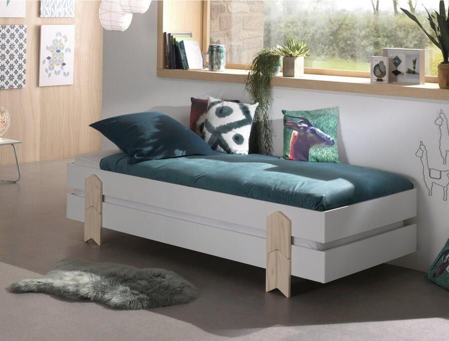Vipack Kinderledikant Modulo Tienerbed 1-persoons stapelbed met poten in pijl-look - Foto 3