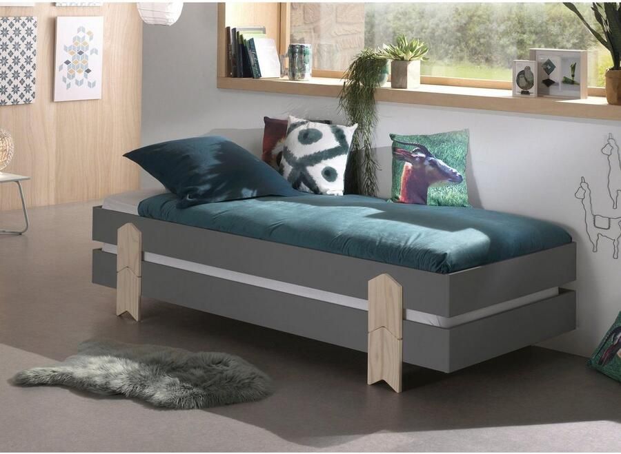 Vipack Kinderledikant Modulo Tienerbed 1-persoons stapelbed met poten in pijl-look - Foto 2