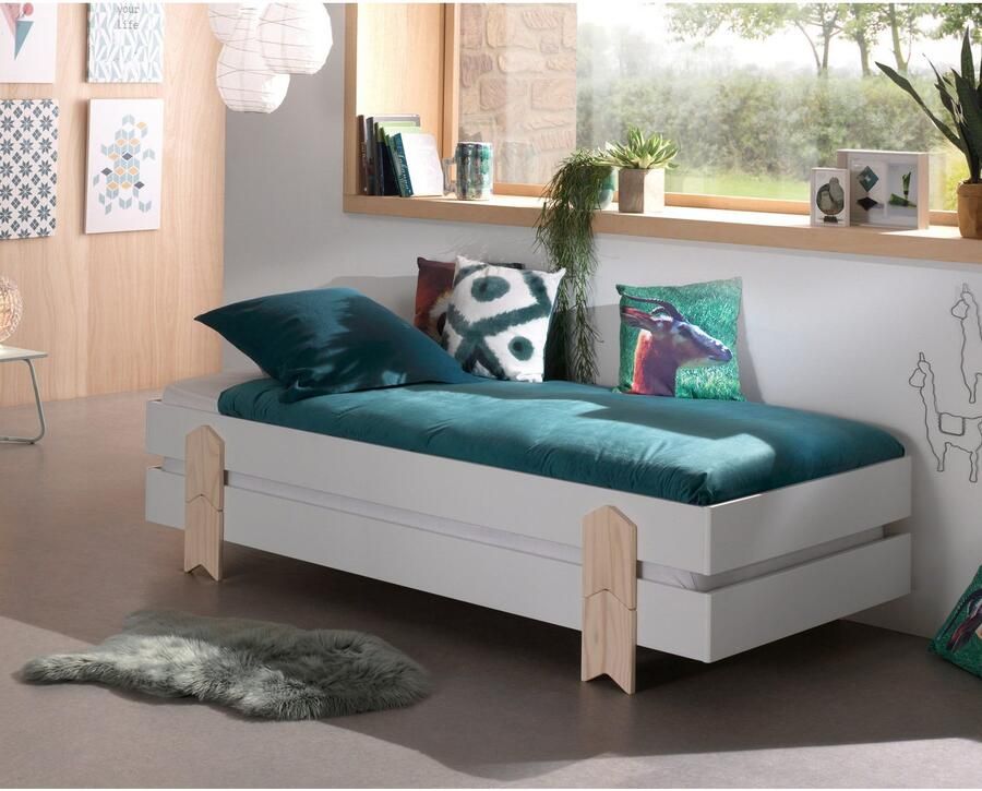 Vipack Kinderledikant Modulo Tienerbed 1-persoons stapelbed met poten in pijl-look - Foto 2