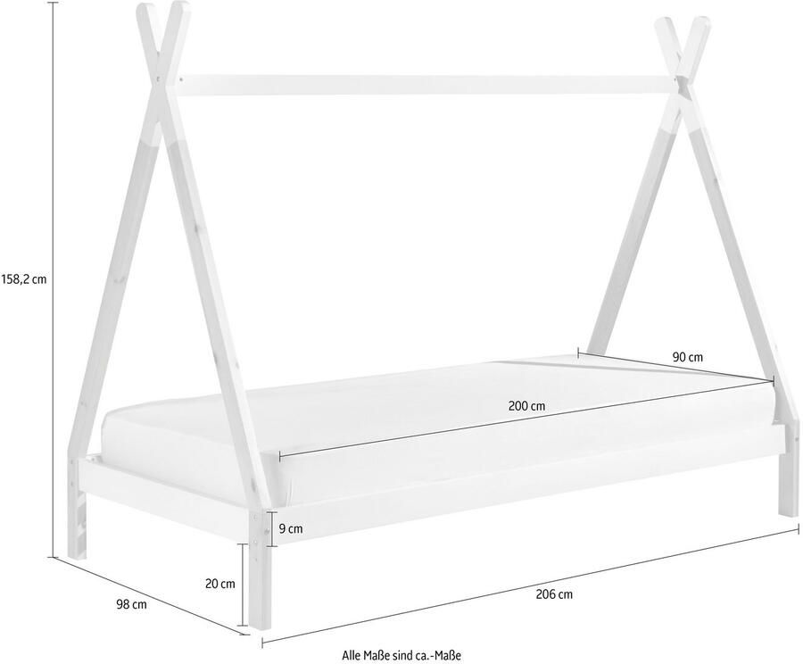 Vipack Kinderledikant TIPI massief dennenhout 2-kleurig gelakt met lattenbodem - Foto 3