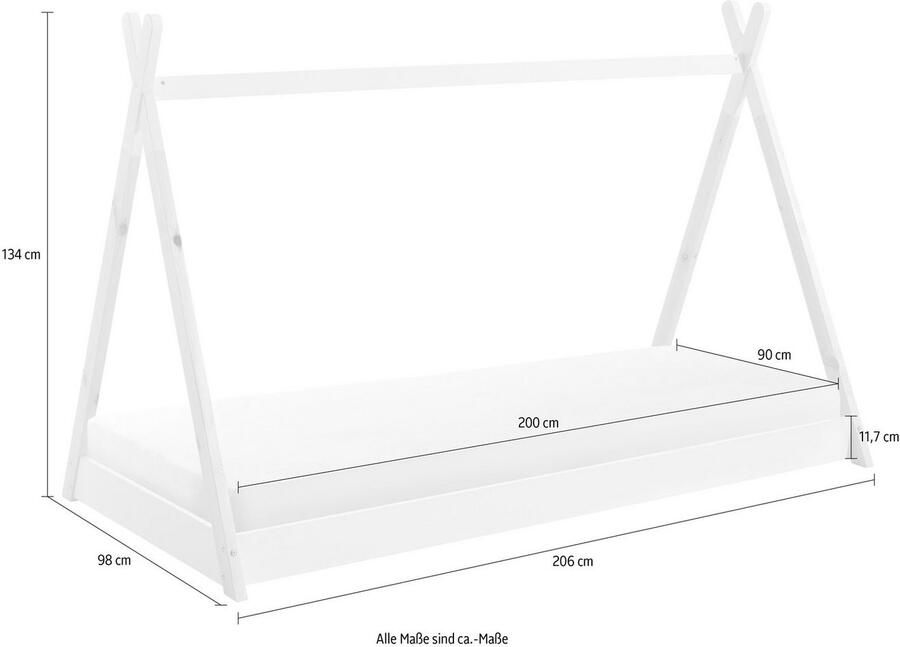 Vipack Kinderledikant TIPI massief dennenhout 2-kleurig gelakt met lattenbodem - Foto 5