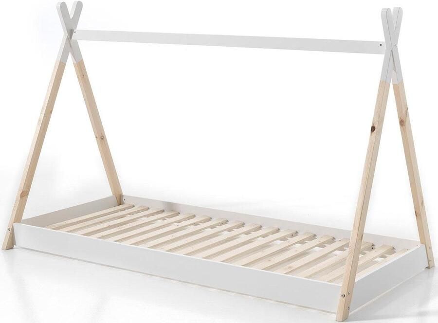 Vipack Kinderledikant Tipi met dwarsbalk in tent-uitstraling massief dennenhout - Foto 4