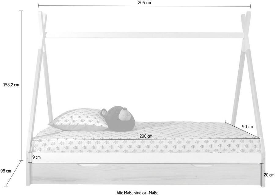 Vipack Kinderledikant TIPI massief dennenhout 2-kleurig gelakt met lattenbodem - Foto 5