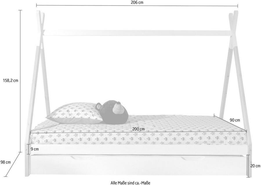 Vipack Kinderledikant TIPI massief dennenhout 2-kleurig gelakt met lattenbodem - Foto 4