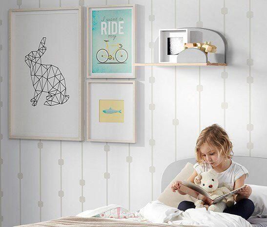 Vipack Kinderrek Kiddy plank massief dennenhout om op te hangen Wandplank MDF componenten gelakt keuze 45 cm of 65 cm breed - Foto 3