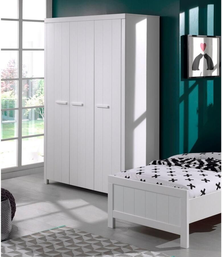 Vipack Kledingkast Erik 3-deurs kledingkast met veel opbergruimte MDF wit gelakt - Foto 3