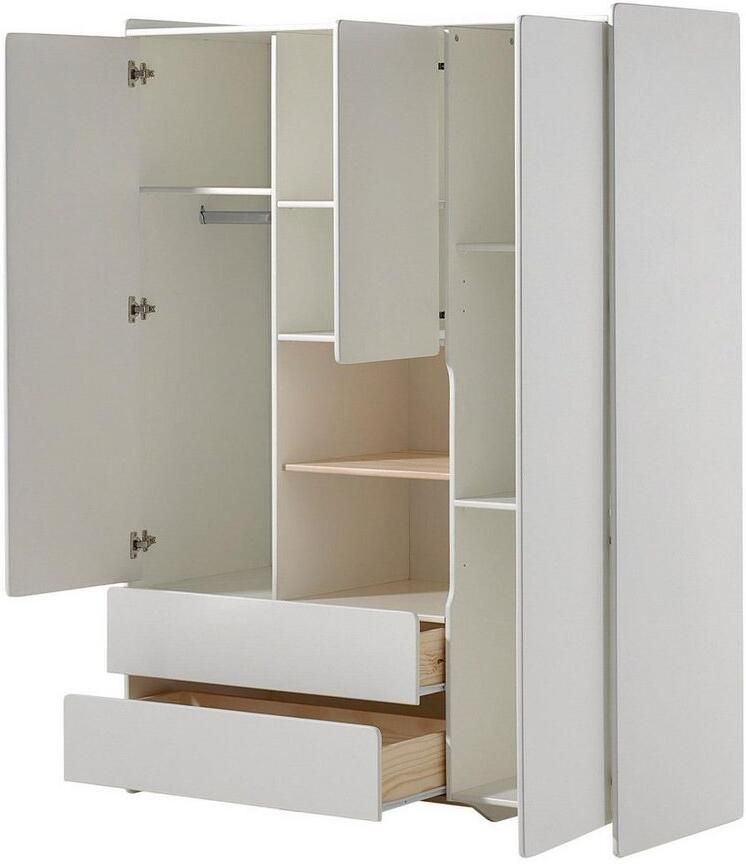 Vipack Baby Nora Landon Kiddy Kleerkast Kledingkast 3 Deurs Kast Wit Scandinavisch 137.8 x 54.3 x 190cm - Foto 2