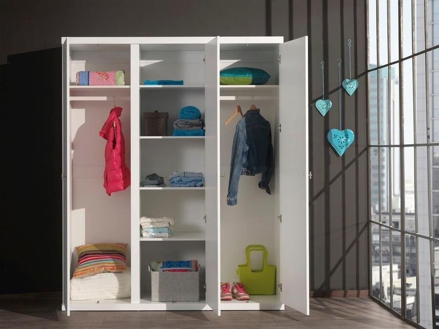 Vipack Kledingkast met 3 deuren biedt veel bergruimte uitvoering wit gelakt - Foto 8