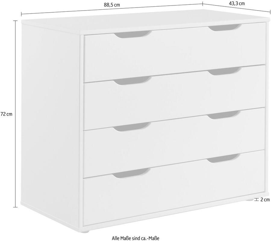 Vipack Commode 4 laden Pino Scott 85 5 x 71 8 x 43 3 cm wit
