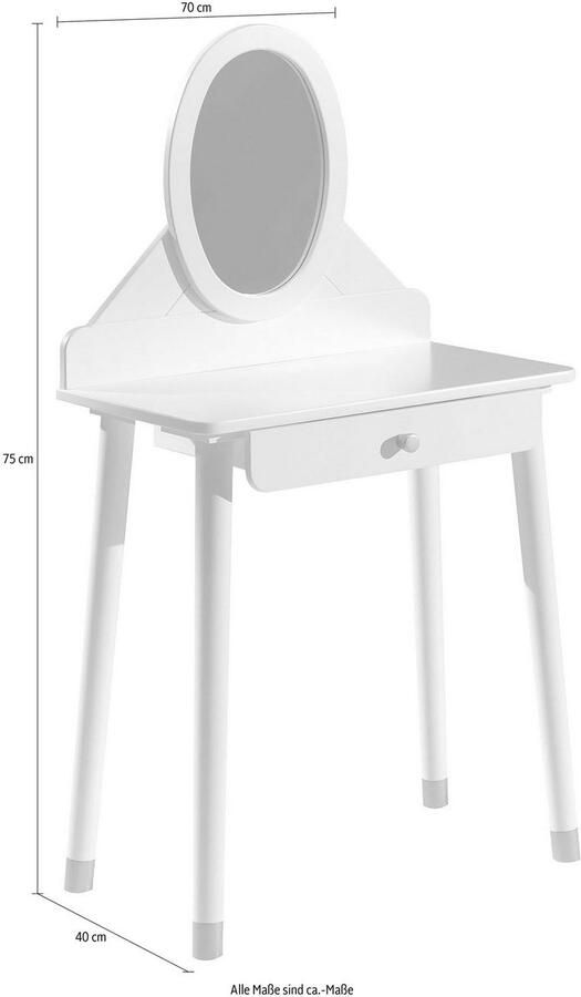 Vipack Kinderkaptafel Billy met spiegel hout wit - Foto 4