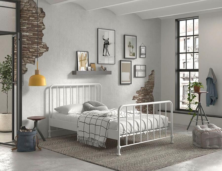 Vipack EMOB Twijfelaar Bronxx metaal 140x200 mat blauw denim Metalen tweepersoonsbedden Blauw Metaal Metalen tweepersoonsbedden Tweepersoons Normaal bed Op voorraad - Foto 8