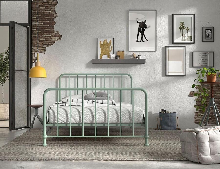 Vipack EMOB Twijfelaar Bronxx metaal 140x200 mat olijfgroen Metalen tweepersoonsbedden Groen Metaal Metalen tweepersoonsbedden Tweepersoons Normaal bed Op voorraad - Foto 4