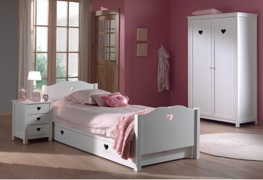 Vipack Nachtkastje Amori inclusief 2 lades met nostalgische hartlook Lades bieden opbergruimte rechts of links van het bed te plaatsen - Foto 7