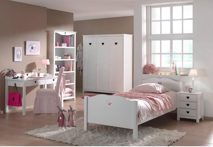 Vipack Nachtkastje Amori inclusief 2 lades met nostalgische hartlook Lades bieden opbergruimte rechts of links van het bed te plaatsen - Foto 5