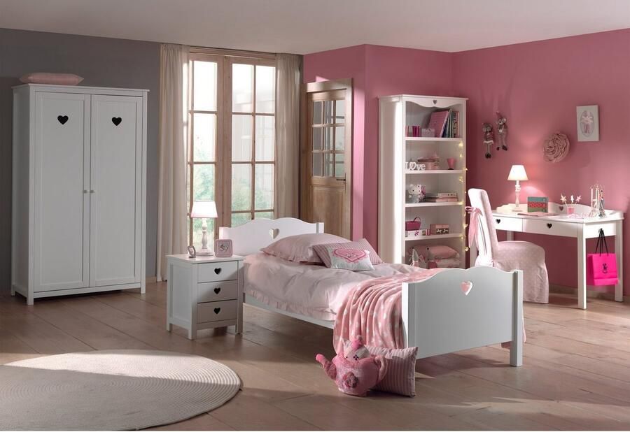 Vipack Nachtkastje Amori inclusief 2 lades met nostalgische hartlook Lades bieden opbergruimte rechts of links van het bed te plaatsen - Foto 8
