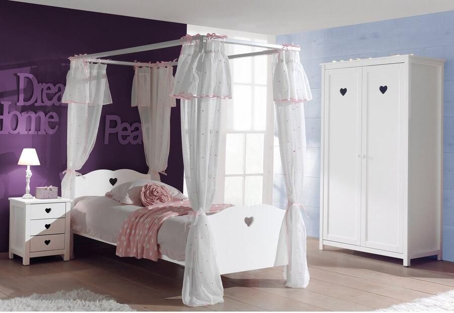 Vipack Nachtkastje Amori inclusief 2 lades met nostalgische hartlook Lades bieden opbergruimte rechts of links van het bed te plaatsen - Foto 6