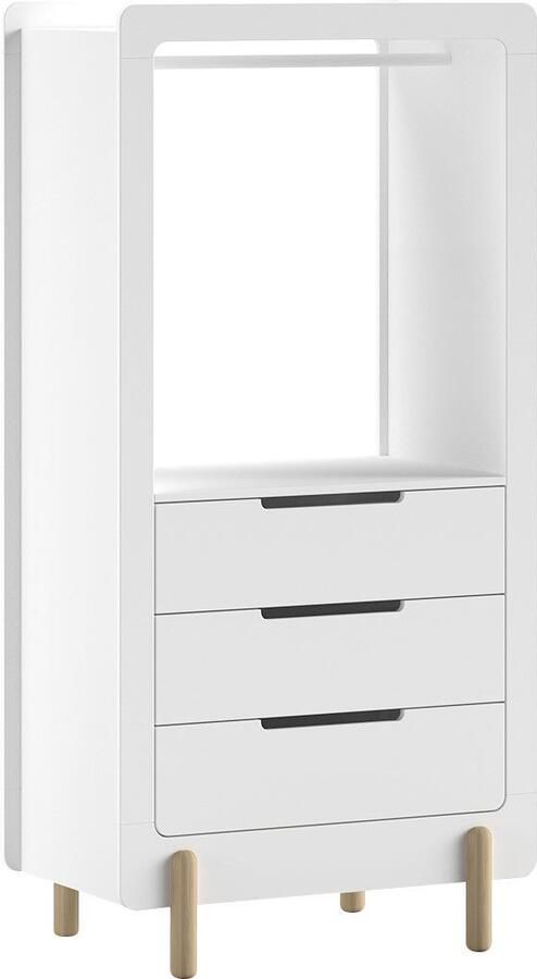 Vipack Opbergrek kan worden gebruikt als plank of hangmogelijkheid 3 grote lades wit gelakt - Foto 3