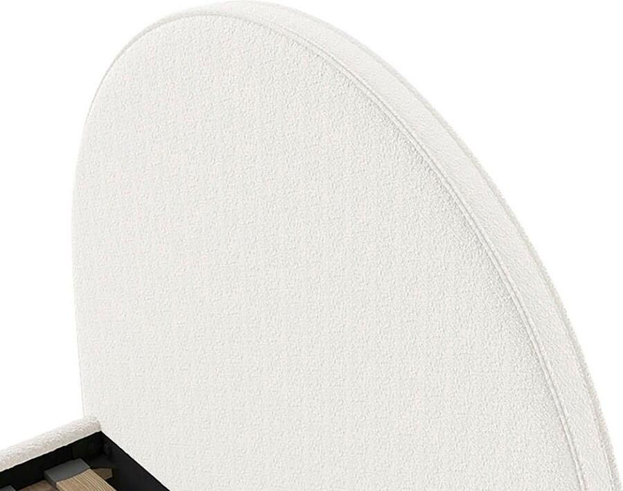 Vipack Slaapkamerserie Moon bestaat uit gestoffeerd bed 140 200 en 2 hockers nachtkastjes incl. lattenbodem bekleding zachte bouclé stof keuze uit 4 kleuren - Foto 2