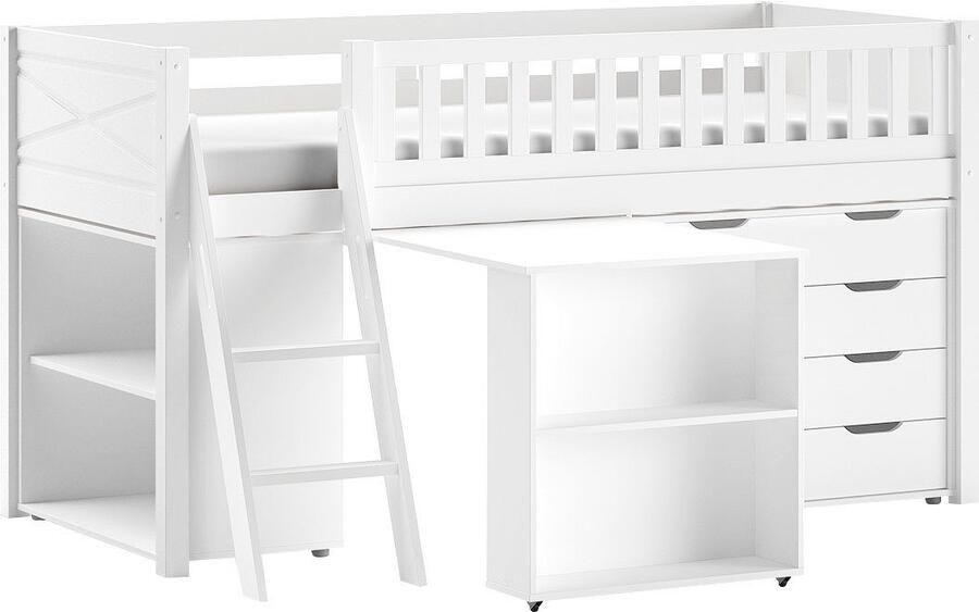 Vipack Speelbed met veel functionaliteit op een kleine ruimte lf 90x200 cm grenen wit gelakt - Foto 2