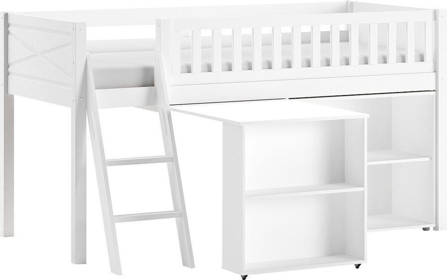 Vipack Speelbed met veel functionaliteit op een kleine ruimte lf 90x200 cm grenen wit gelakt - Foto 2