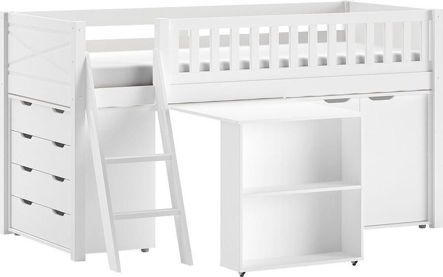 Vipack Speelbed met veel functionaliteit op een kleine ruimte lf 90x200 cm grenen wit gelakt - Foto 2