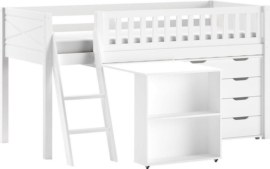 Vipack Speelbed met veel functionaliteit op een kleine ruimte lf 90x200 cm grenen wit gelakt - Foto 2