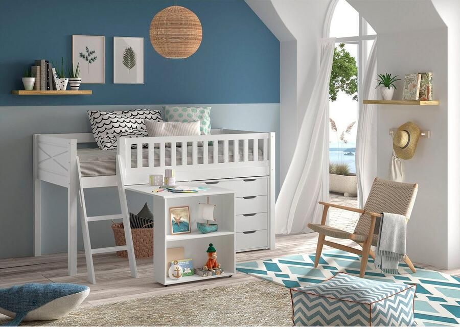 Vipack Speelbed met veel functionaliteit op een kleine ruimte lf 90x200 cm grenen wit gelakt