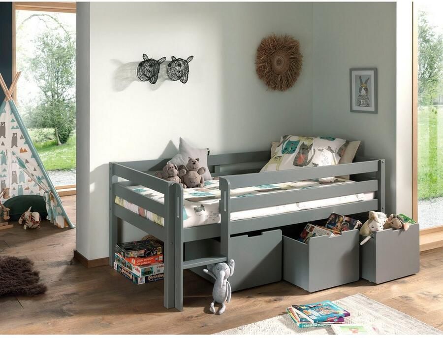 Vipack Speelbed Pino massief dennenhout met lattenbodem 3 rolboxen gemaakt in Europa - Foto 2