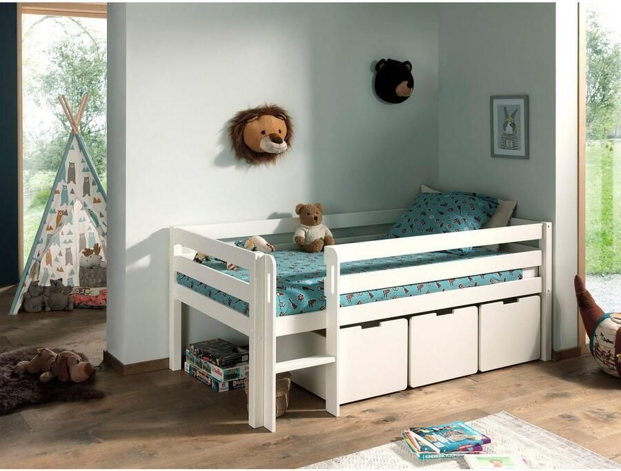 Vipack Speelbed Pino massief dennenhout met lattenbodem 3 rolboxen gemaakt in Europa - Foto 3