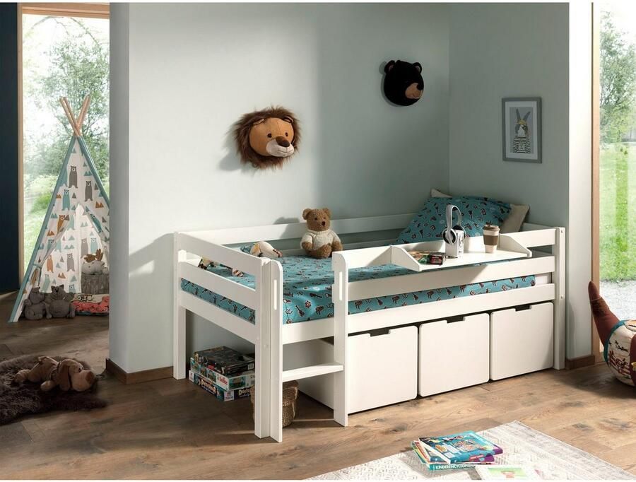 Vipack Speelbed Pino massief dennenhout met lattenbodem 3 rolboxen gemaakt in Europa